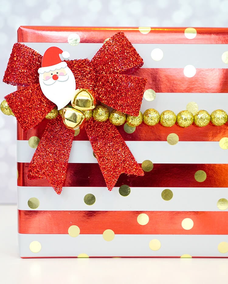 red, white and gold gift wrap 