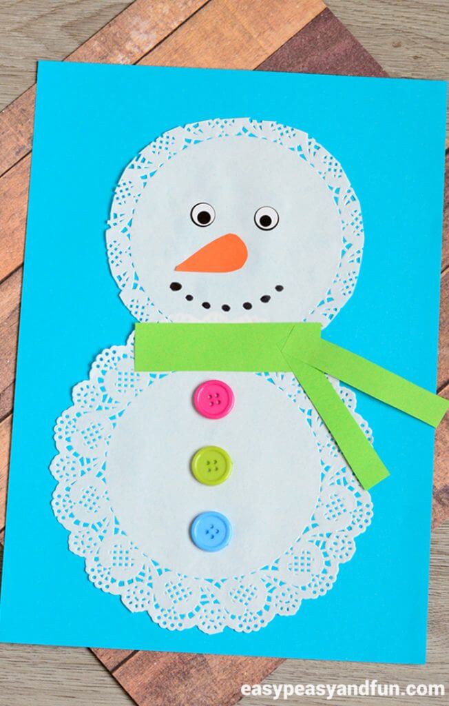 doily snowman craft for kids