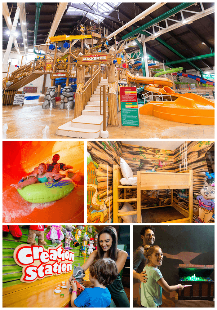 collage of families enjoying activities at great wolf lodge