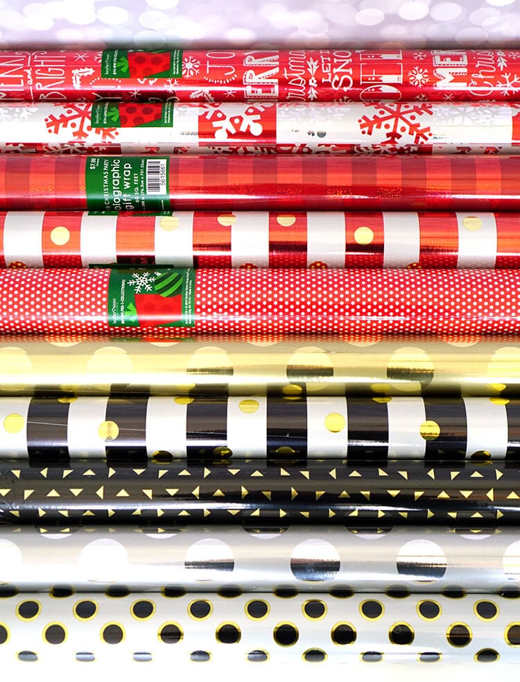holiday gift wrap various patterns