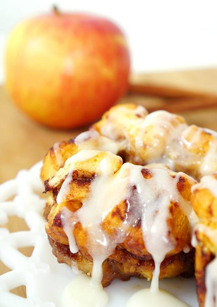 individual iced apple cinnamon monkey bread