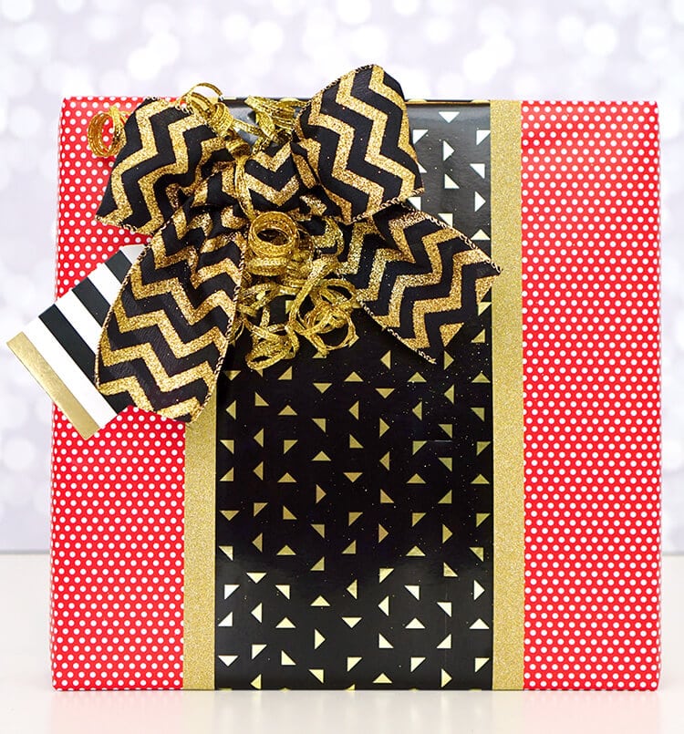 red, white and gold gift wrap