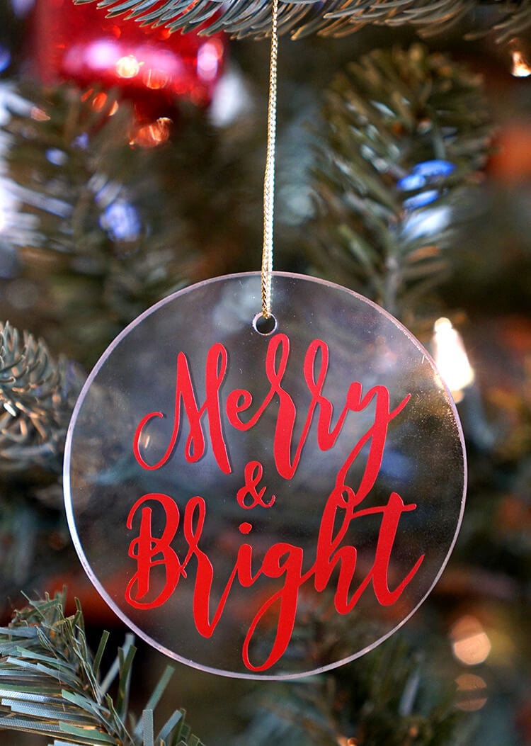 Easy Glass & Vinyl Christmas Ornaments Happiness is Homemade Vinyl Christmas