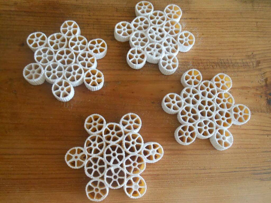 snowflakes made from pasta 