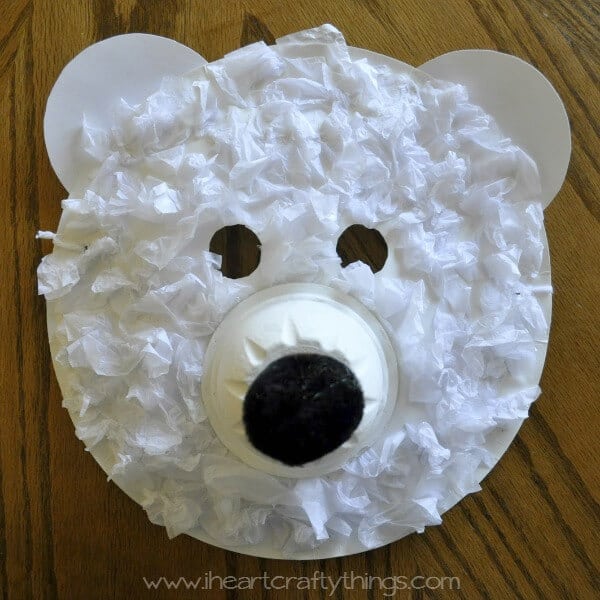 winter kids craft polar bear mask