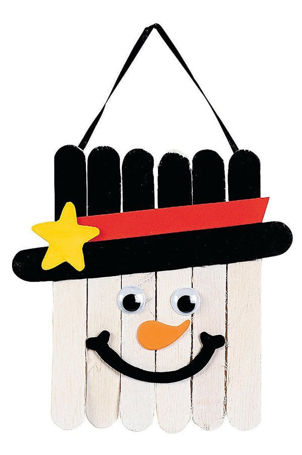 popsicle snowman craft stick 