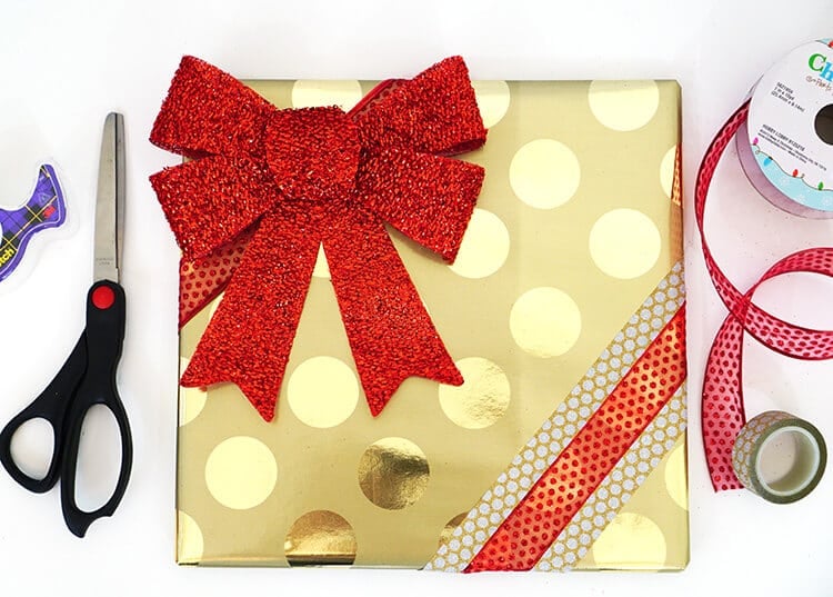 red, white and gold gift wrap 