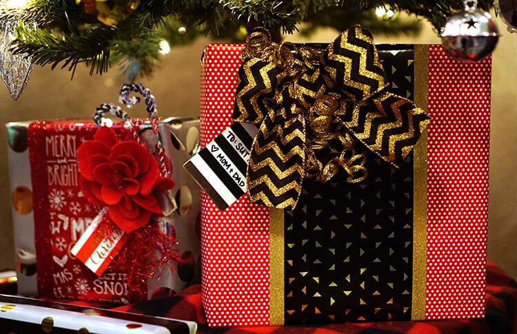 Black Red Printed Golden Gift Wrapping Ribbon Christmas - Temu