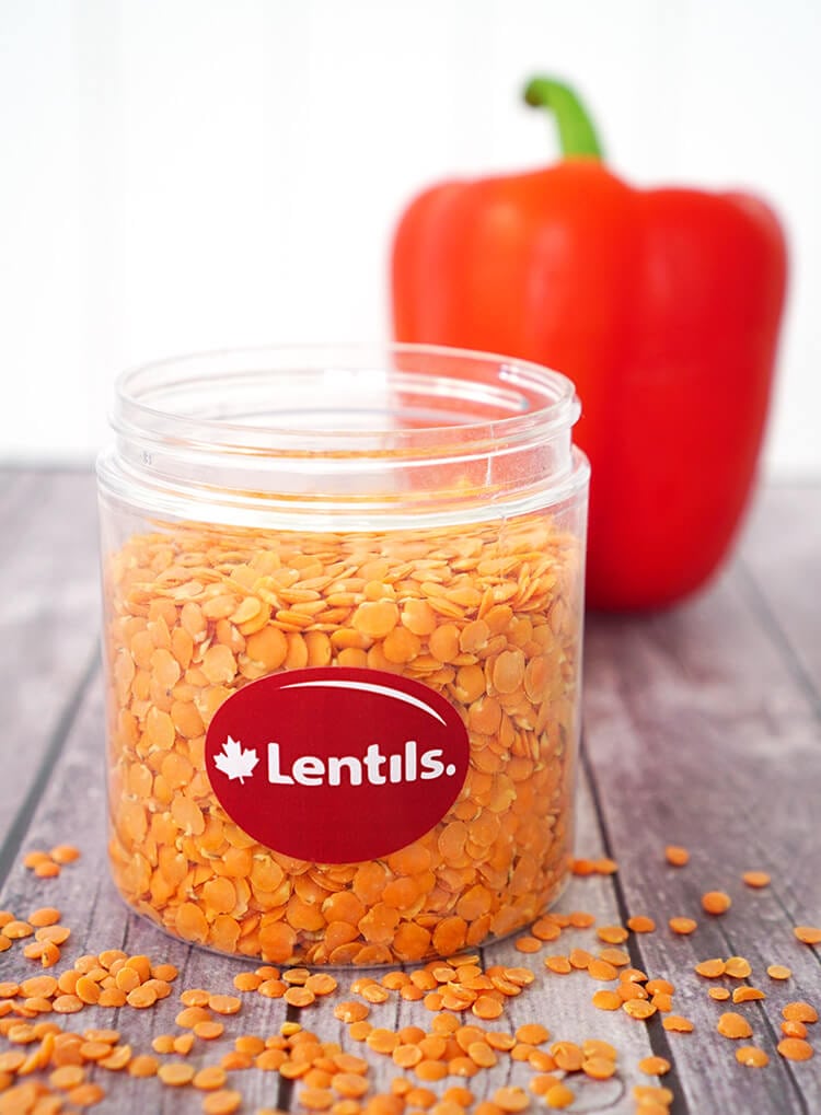 red lentils in jar