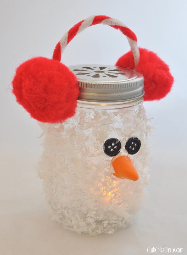 snowman mason jar luminary craft