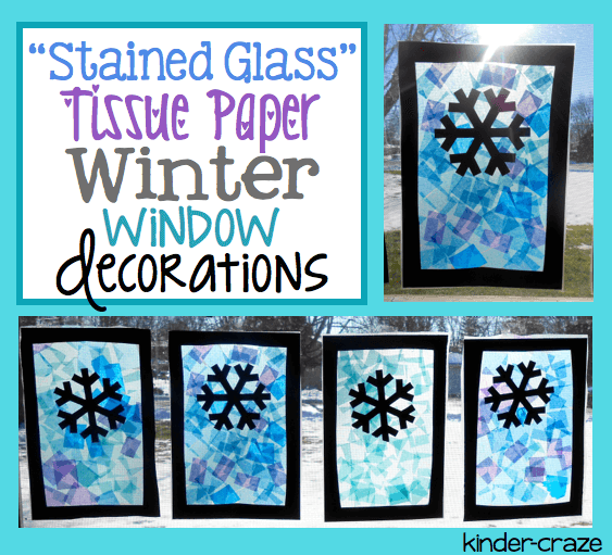 stained glass tissue paper winter window decorations