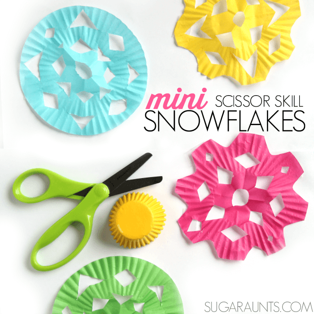 cupcake liner scissor skills snowflakes