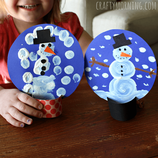 pom pom painted snowglobe craft for kids