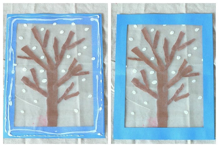 snow flakes and tree kids craft