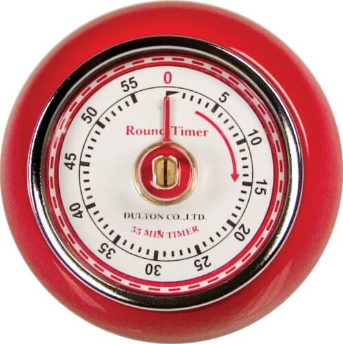 red 1950s style timer for kitchen