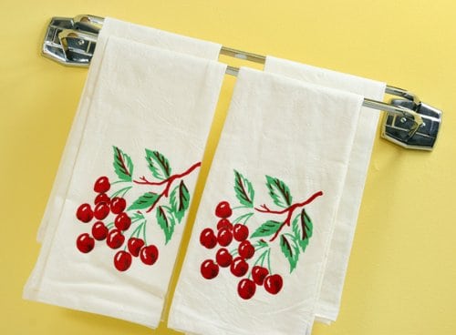 cherries flour sack towels