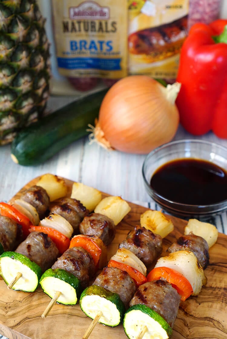 Johnsonville Brat and Veggie Mini Kabobs for the Big Game Day