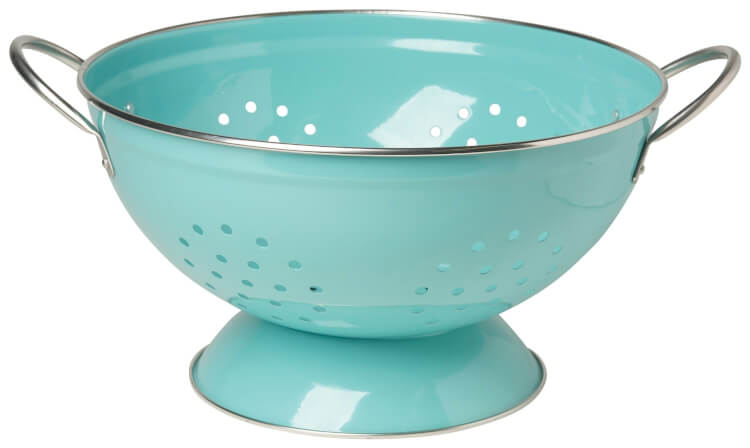 blue retro metal colander