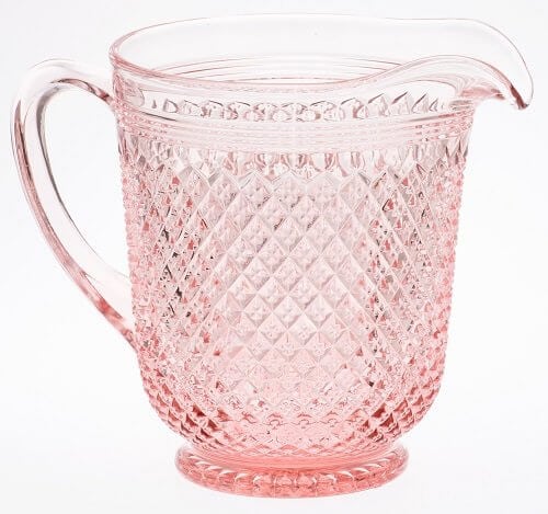 pink quilted glass pitcher