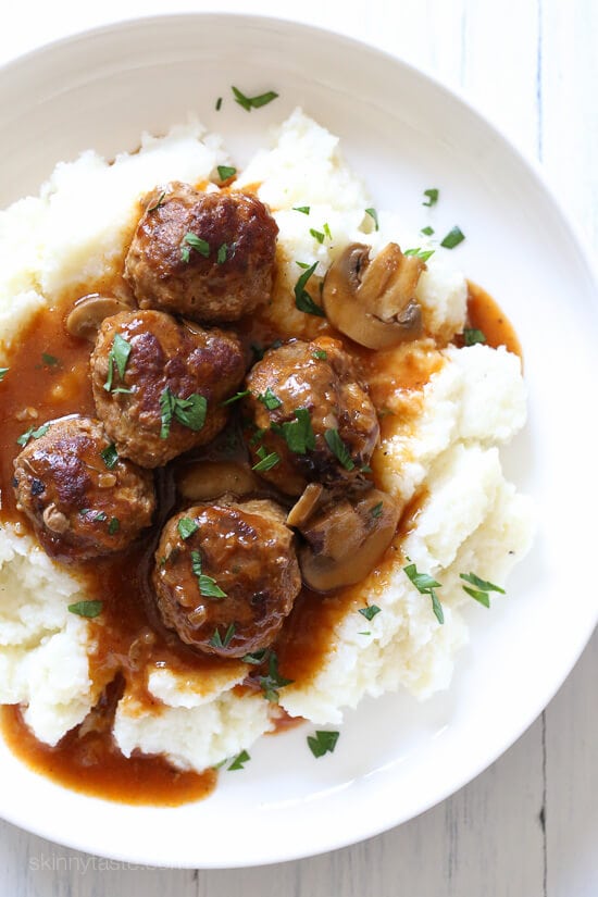 Salisbury Steak Meatballs on plate