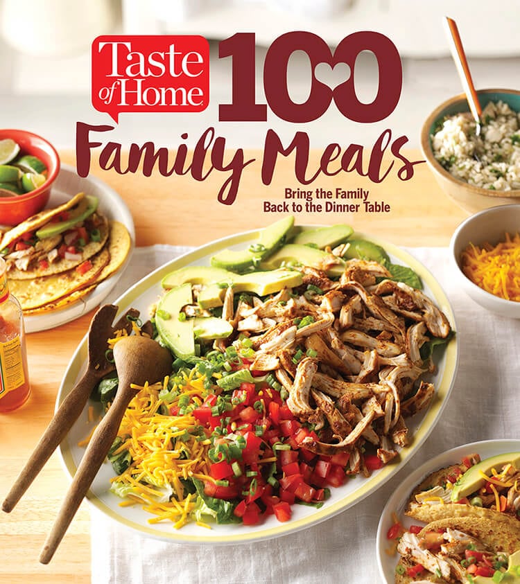 taste of home 100 family meals cookbook cover