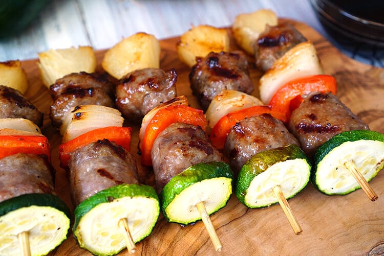 Veggie and Brat Kebab Kabob Skewers Appetizer