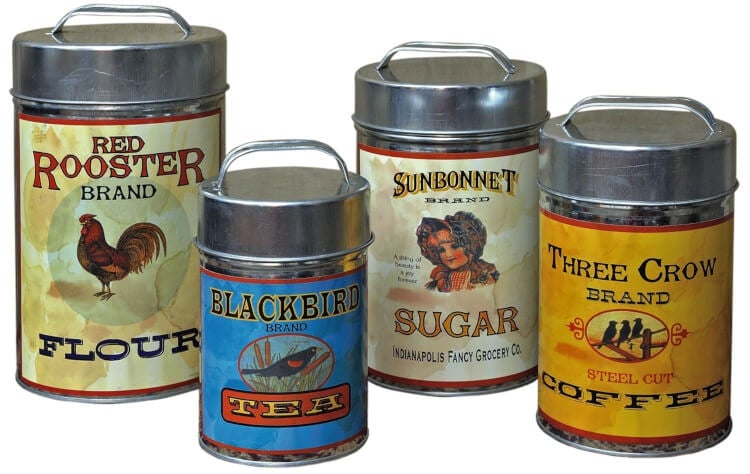 vintage tin canisters for food