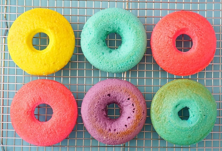 Colorful Baked Donuts Cooling
