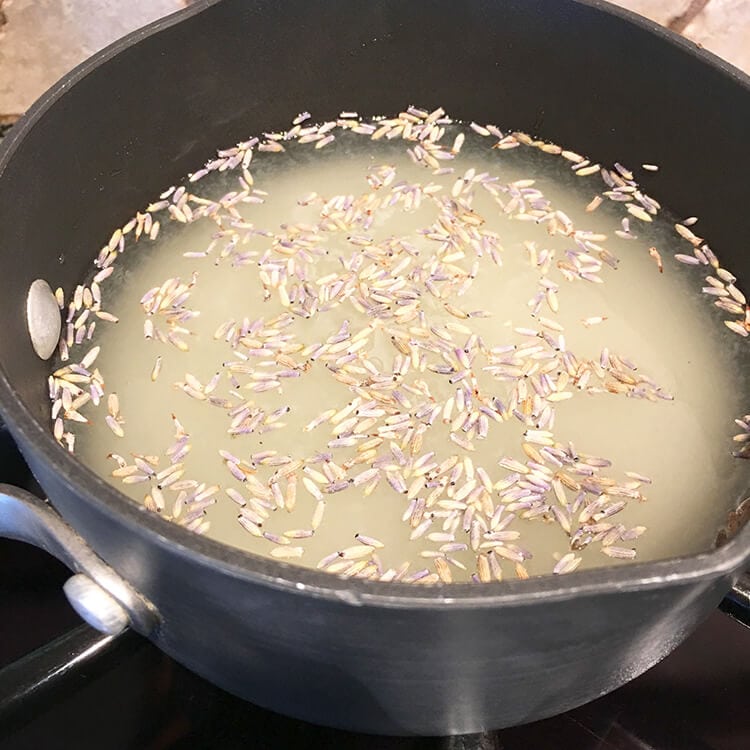 lavender mixture for cocktail in pot