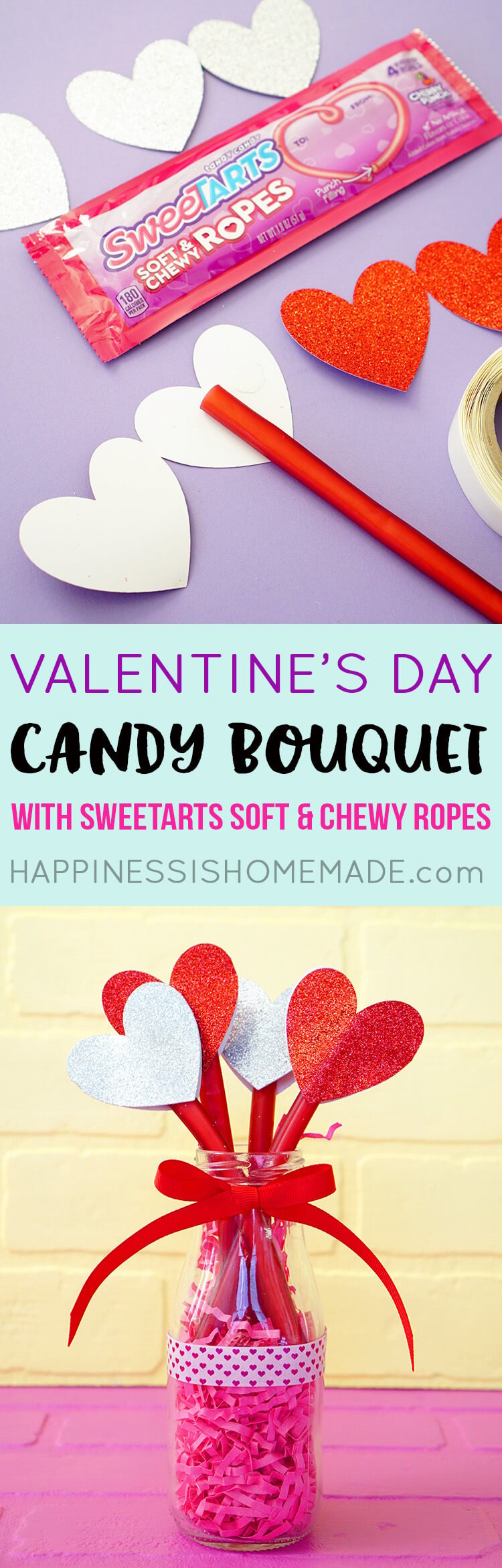 SweeTART Rope Candy Heart Bouquet is an Easy Valentine's Day Gift Idea