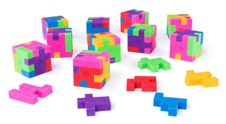 puzzle cubes put together and disassembled