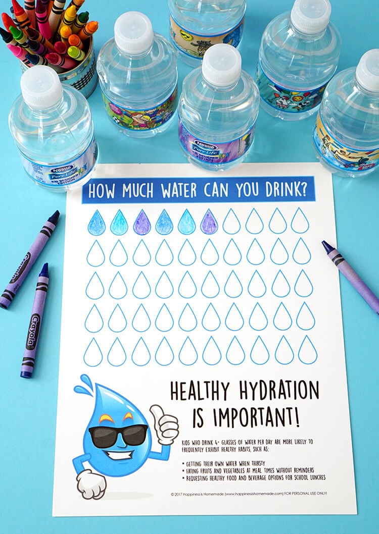 healthy hydration printable water intake chart