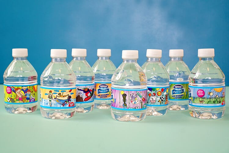 water bottles lined up