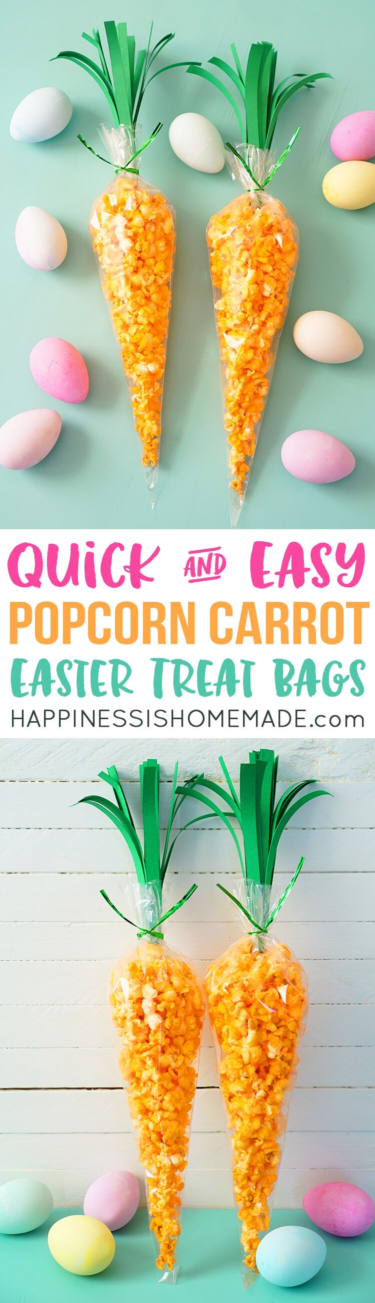 quick and easy popcorn carrot easter treat bags