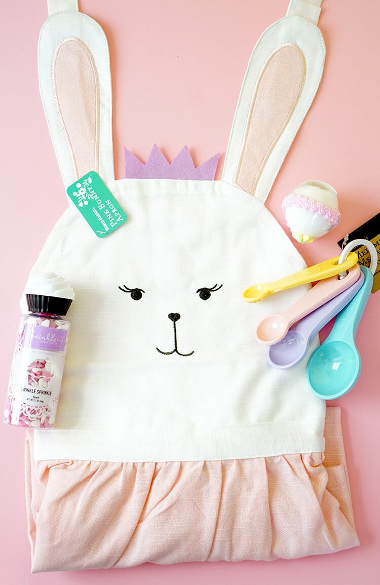 cute kids bunny apron and cooking tools