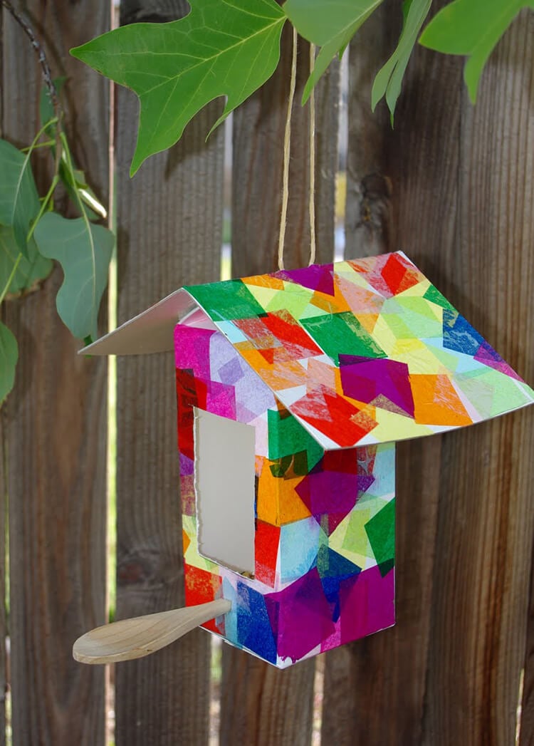 tissue paper bird house craft