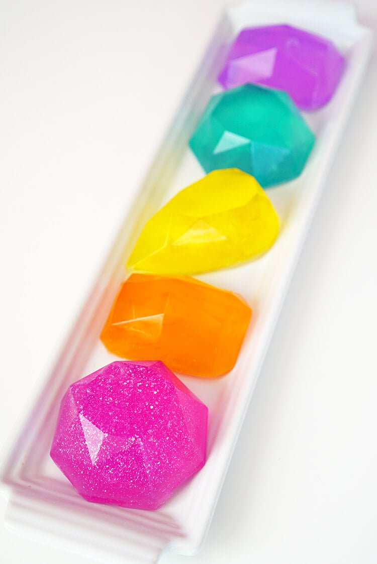colorful rainbow gemstone soap gift idea