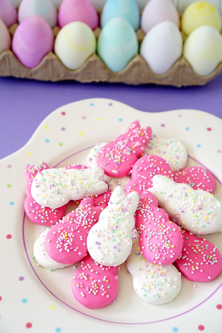 easter themed circus animal dipped cookies