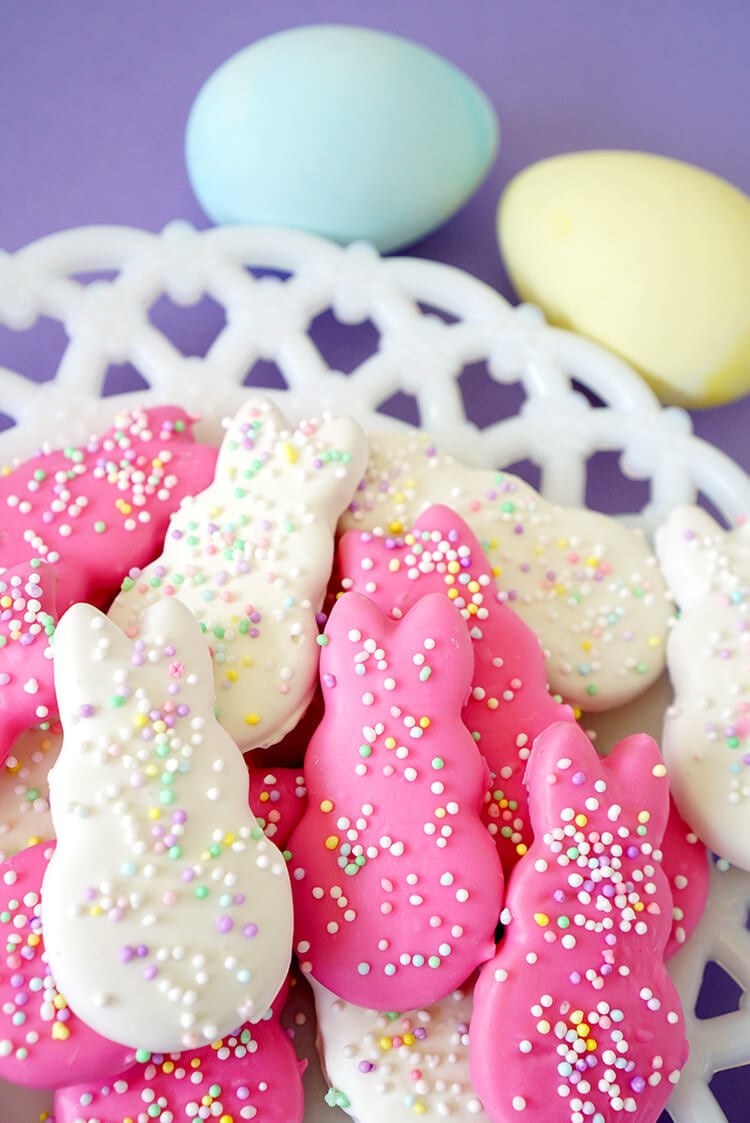 pink and white sprinkled easter cookies