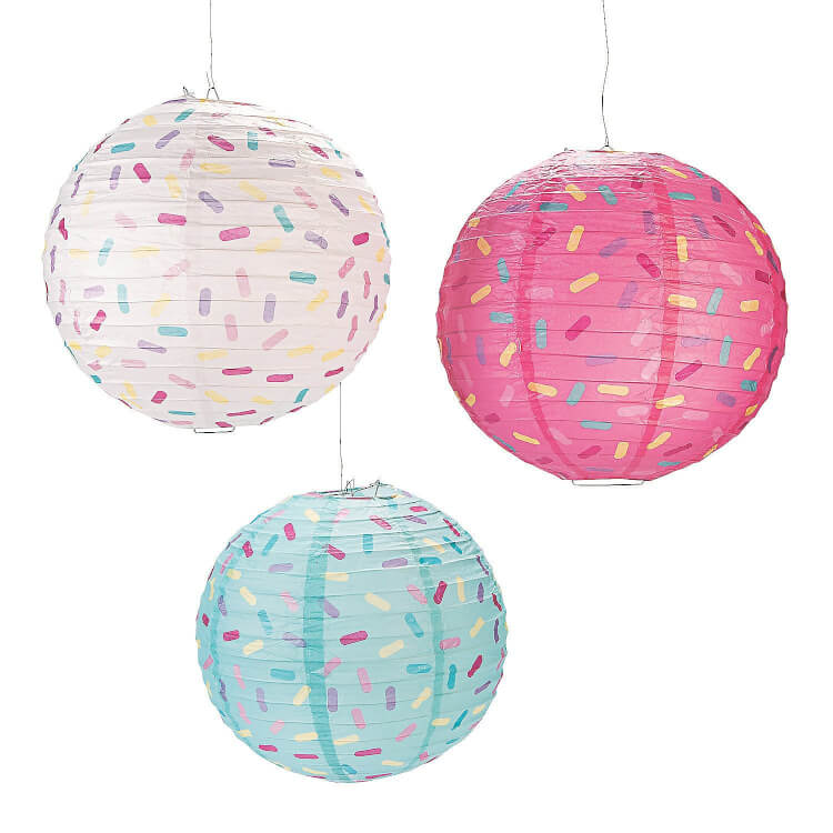 sprinkled donut paper party lanterns