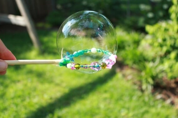 beaded bubble wands outside