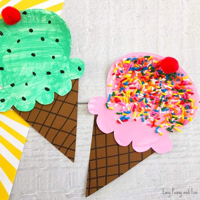 Paper Plate Ice Cream Craft Image. Follow the text below on how to make the craft. 
