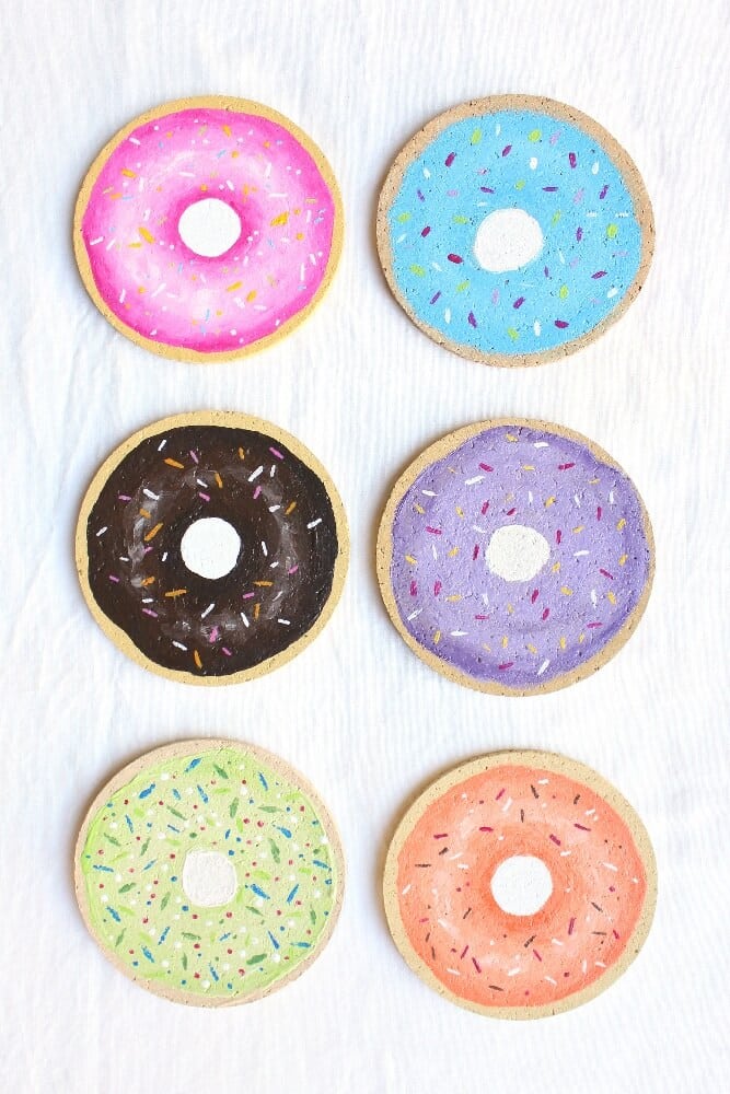 colorful donut coasters craft