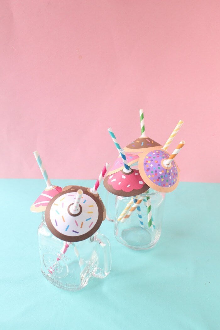 donut umbrella drink straws 