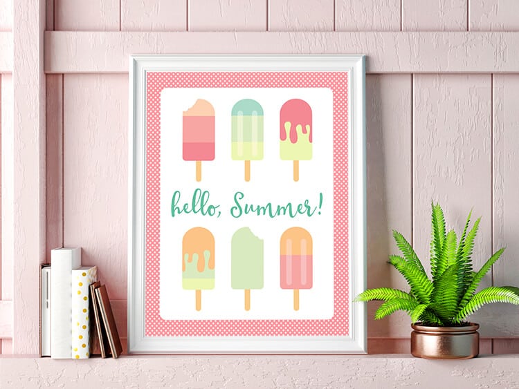 Hello Summer Printable Popsicle Art