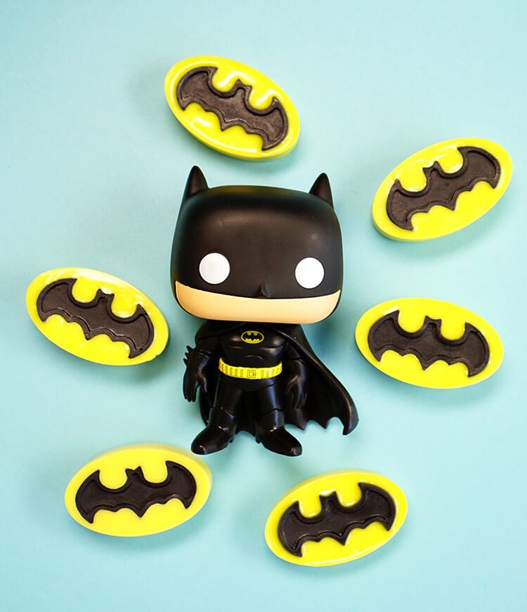 batman funko pop with batman symbol soaps