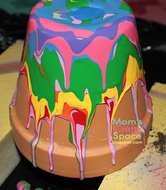 pour painted pot with rainbow colors