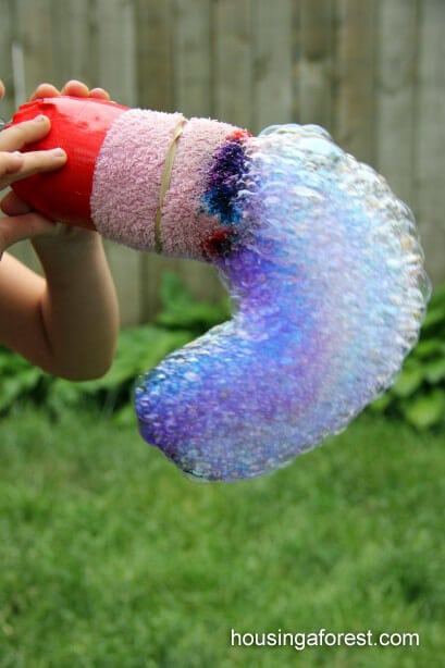 rainbow bubble blower outside