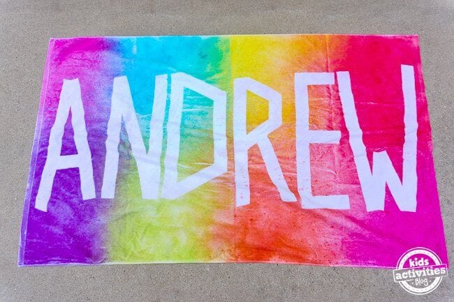 andrew name on tie dye beach towel