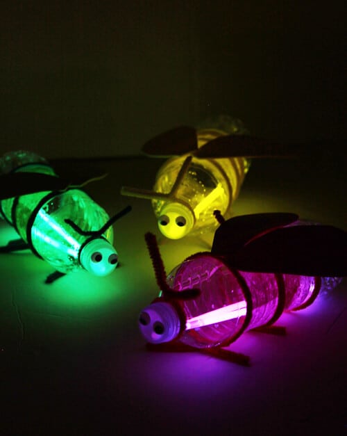 glow stick water bottle bugs craft for kids